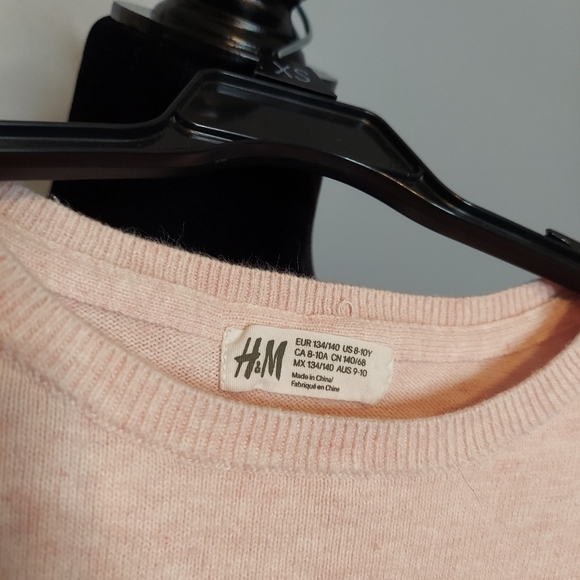 H&M Pink/Silver Sequin Heart Sweater Dress Girls Size 8-10Yrs - Picture 3 of 5